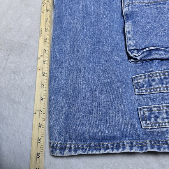 FOREVER 21 Cargo Jeans Womens 27 Blue Flap Pockets Baggy Wide Leg Y2K Grunge - Picture 10 of 11